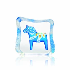 Dalahäst Glazen Sculptuur Blauw