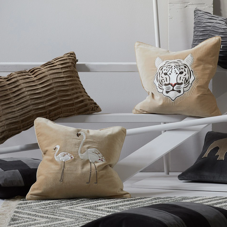 Kussenhoes Met Geborduurde Flamingo, 50x50 Cm - Afbeelding 2