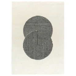 Circles Wollen Vloerkleed Naturel Witte