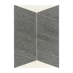 Rectangles Wollen Vloerkleed Naturel Witte